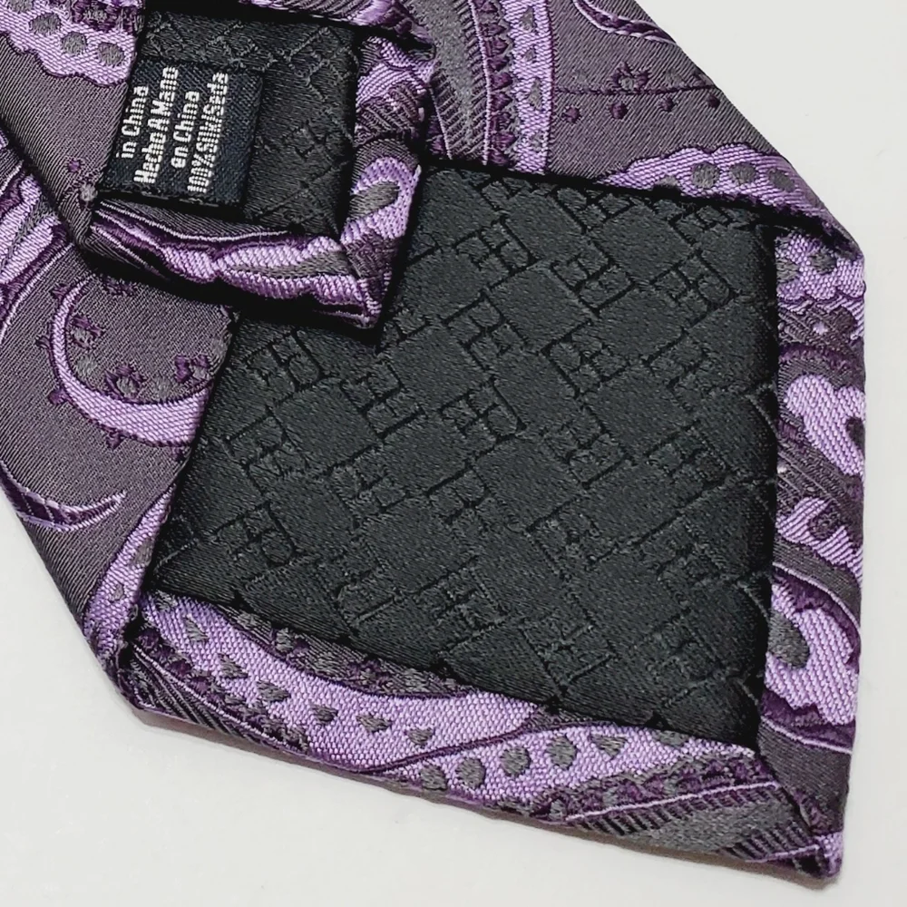 Perry Ellis Portfolio Purple Paisley Pattern Men's Silk Neck Tie Jacquard - Picture 4 of 5